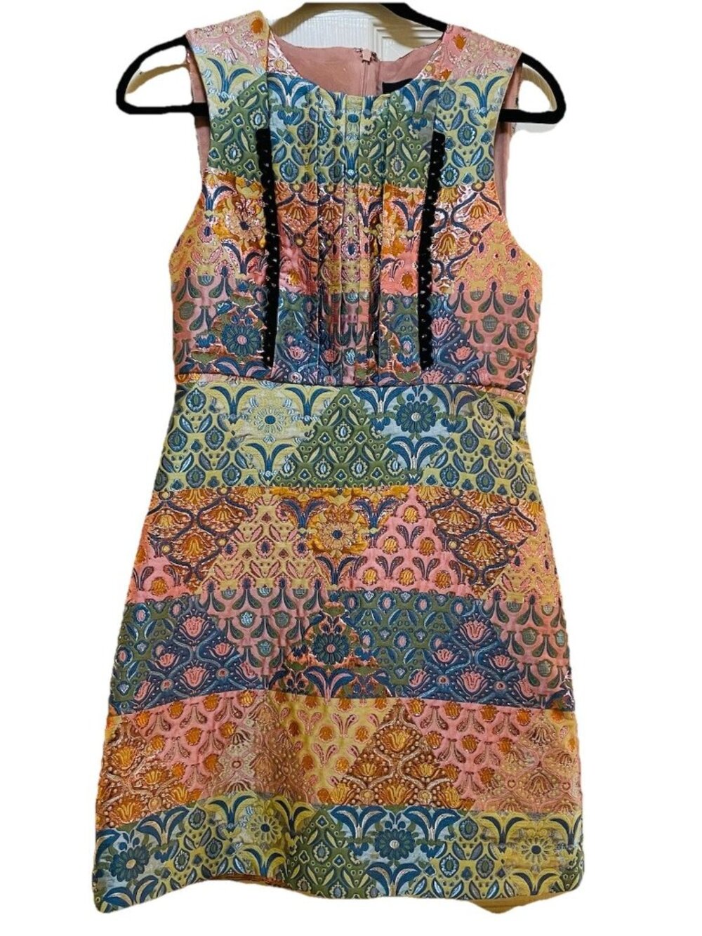 CYNTHIA ROWLEY Multicolor Jacquard/Brocade Sleeveless Mini Dress Sz 2
